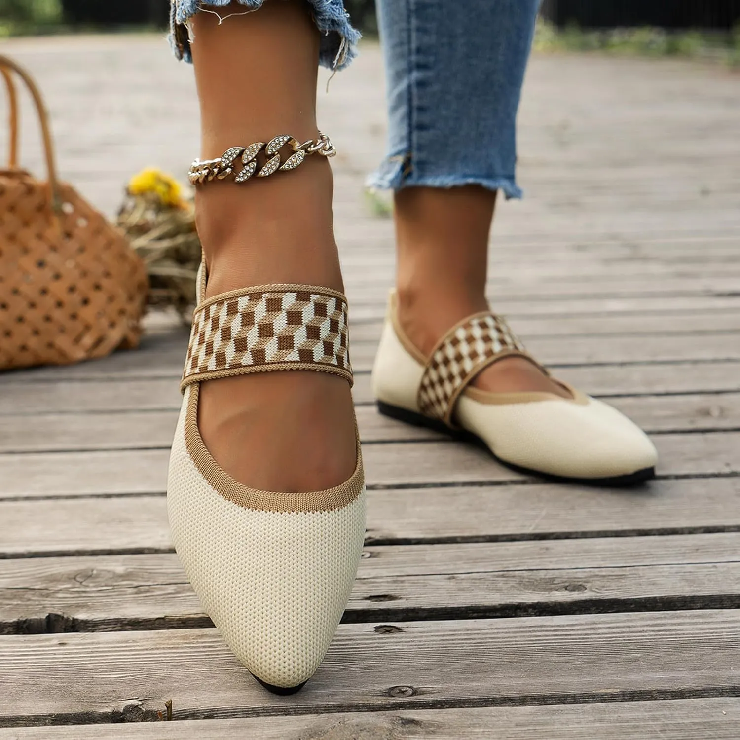 Womens Orthopedic Ballet Flats with Arch Support Breathable Knit Mesh Casual Shoe Comfy Dress Flats for Walking, Work