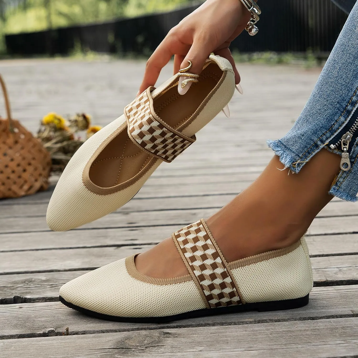 Womens Orthopedic Ballet Flats with Arch Support Breathable Knit Mesh Casual Shoe Comfy Dress Flats for Walking, Work