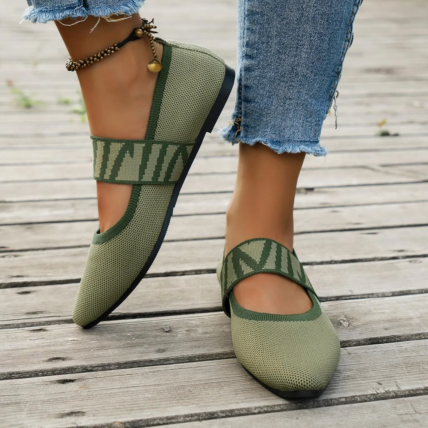 Womens Orthopedic Ballet Flats with Arch Support Breathable Knit Mesh Casual Shoe Comfy Dress Flats for Walking, Work