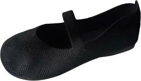 Womens Solid Color Breathable Knitting Round Head Flat Walking Flats Shoes for Women, Comfort Casual Single Shoes