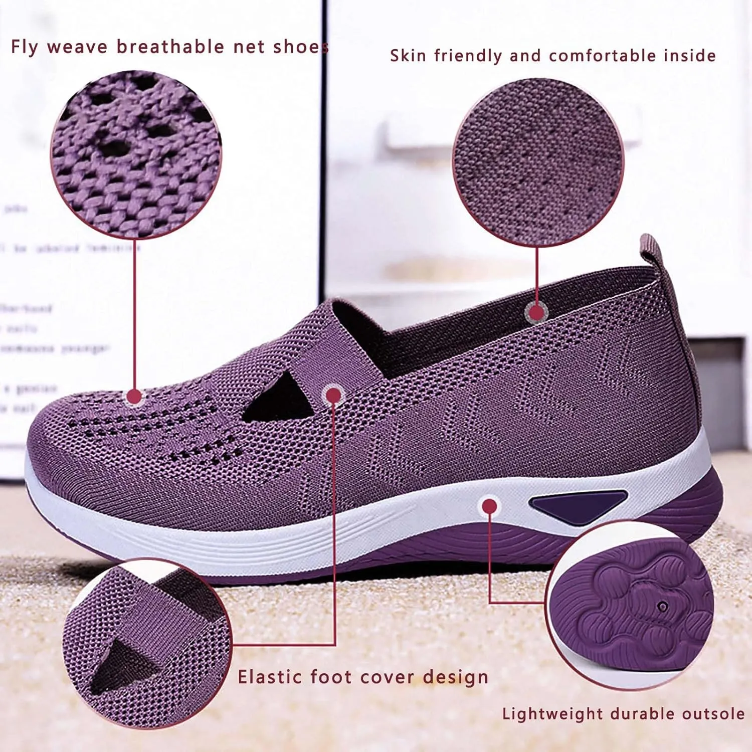 Women's Woven Orthopedic Breathable Soft Shoes Tennis Shoes Men Mesh Casual Shoes Trendy Women's Fashion Sneakers White Tennis Shoe Trainers Shoe